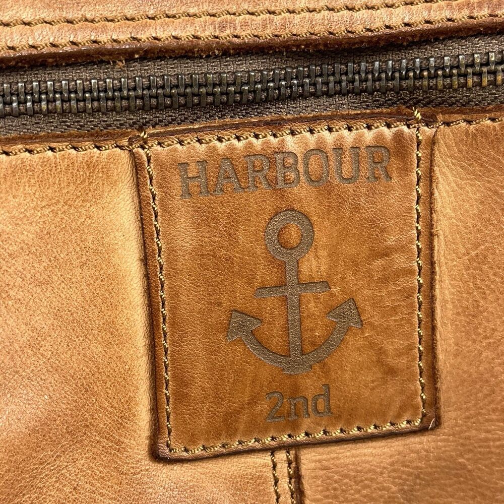 Harbour 2nd Leather Crossbody Bag Brown Magnetic Flap Zipper Pockets - Picture 2 of 11